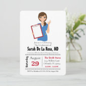 黒髪の女の子の医学部卒業招待 招待状 (スタンド正面)