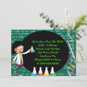 黒髪の女の子の気違いの科学者のパーティの招待状 招待状 (スタンド正面)