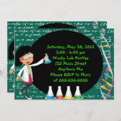 黒髪の女の子の気違いの科学者のパーティの招待状 招待状 (正面/裏面)
