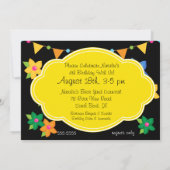 黒髪の女の子 カルーセル 誕生日 5x7 招待状 (裏面)