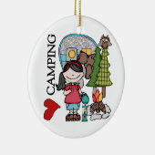 黒髪の女の子I愛キャンプ セラミックオーナメント (右)