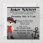 黒髪の少年海賊パーティーのような 誕生日招待状 招待状 (裏面)