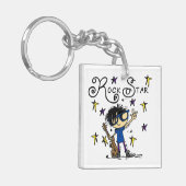 黒髪の男の子のロックスター キーホルダー (正面左)