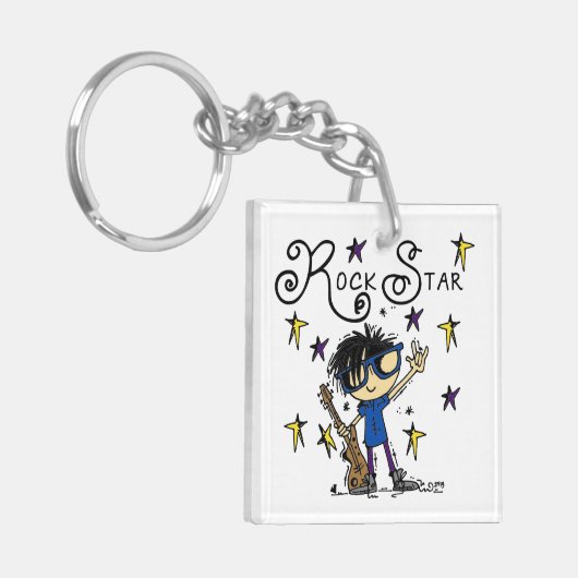 黒髪の男の子のロックスター キーホルダー (正面左)