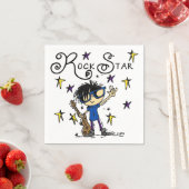 黒髪の男の子のロックスター スタンダードカクテルナプキン (インサイチュ)