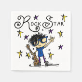黒髪の男の子のロックスター スタンダードカクテルナプキン (正面)