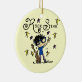 黒髪の男の子のロックスター セラミックオーナメント (右)