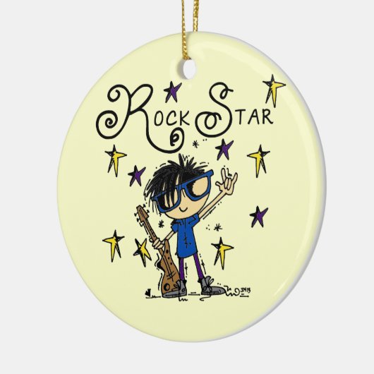 黒髪の男の子のロックスター セラミックオーナメント (左)