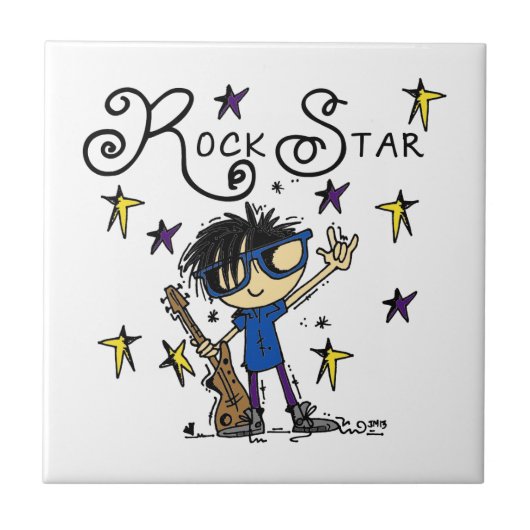 黒髪の男の子のロックスター タイル (正面)