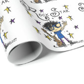 黒髪の男の子のロックスター ラッピングペーパー (ロールコーナー)