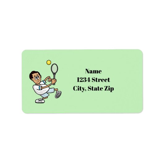 黒髪の男性テニス選手の住所 シール (正面)