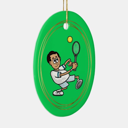 黒髪の男性テニス選手クリスマスオーナメント セラミックオーナメント (右)