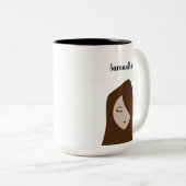 黒髪の美女：カスタマイズ可能な女の子のイラストMu ツートーンマグカップ (正面右)