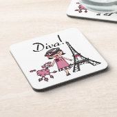 黒髪の花型女性歌手 コースター (左側)