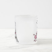 黒髪の花型女性歌手 フロストグラスマグカップ (中央)