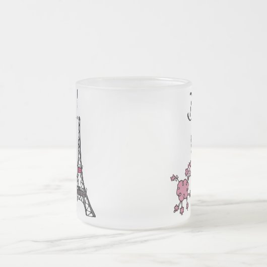 黒髪の花型女性歌手 フロストグラスマグカップ (中央)