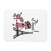 黒髪の花型女性歌手 マグネット (横)