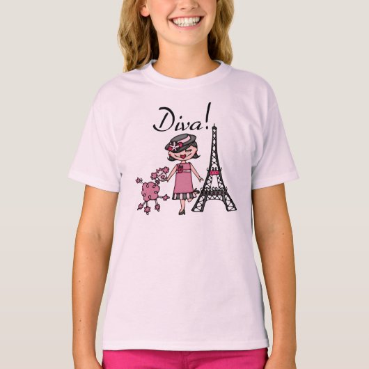 黒髪の花型女性歌手 Tシャツ (正面)