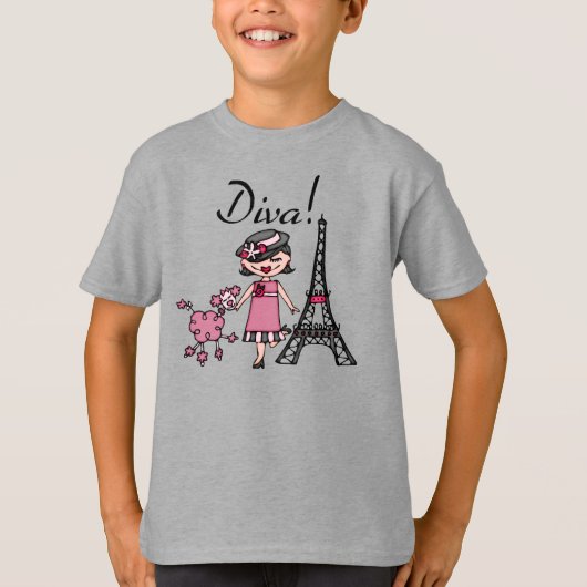 黒髪の花型女性歌手 Tシャツ (正面)