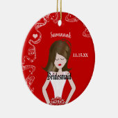 黒髪の花嫁のメイドは赤結婚の セラミックオーナメント (右)