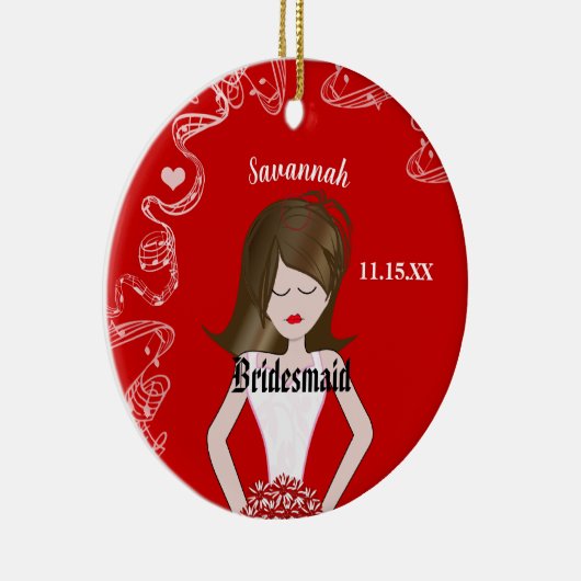 黒髪の花嫁のメイドは赤結婚の セラミックオーナメント (右)