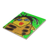 黒髪の蜂の女性の落書きの壁絵画の緑 タイル (側面)