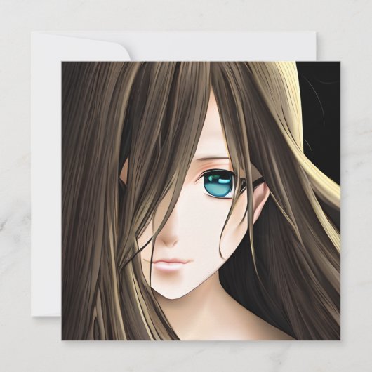 黒髪の青い目のアニメガール (正面)