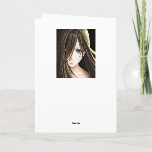 黒髪の青い目のアニメガール カード (裏面)