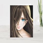 黒髪の青い目のアニメガール カード (正面)