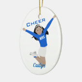 黒髪の青と白のチアリーダー セラミックオーナメント (左)