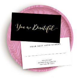 黒髪サロンアポイントメントアラーム金ゴールドスクリプト 予約カード