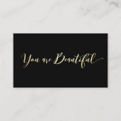 黒髪サロンアポイントメントアラーム金ゴールドスクリプト 予約カード (正面)