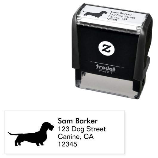 黒髪ダッシュンドドッグシルエット差出人住所 セルフインキングスタンプ (インサイチュ)