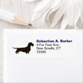 黒髪ダッシュンドドッグシルエット差出人住所 ラベル (インサイチュ)