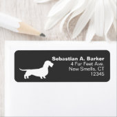 黒髪ダッシュンドドッグシルエット差出人住所 ラベル (インサイチュ)