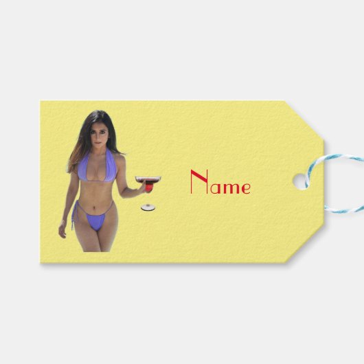 黒髪ビキニ美しいサンダー_コーブ ギフトタグ (正面(横))