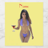 黒髪ビキニ美しいサンダー_コーブ ワインラベル (シングルラベル)