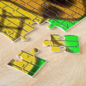 黒髪ビー女性グラフィティウォール絵画ズグリーン ジグソーパズル (側面)