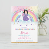 黒髪プリンセスユニコーンレインボー誕生日パーティー 招待状 (スタンド正面)