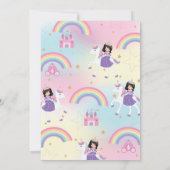 黒髪プリンセスユニコーンレインボー誕生日パーティー 招待状 (裏面)