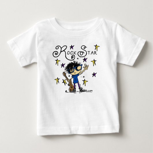 黒髪ボーイロックスター ベビーTシャツ (正面)