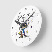 黒髪ボーイロックスター ラウンド壁時計 (傾斜)