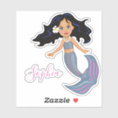 黒髪マーメイドピンクかわいいパーソナル文房具 シール (シート)