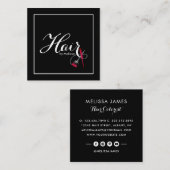 黒髪モダンと白髪を自分の名前で書く スクエア名刺 (正面/裏面)