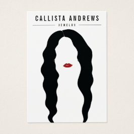 黒髪モダン唇ガールイヤリングディスプレイカード