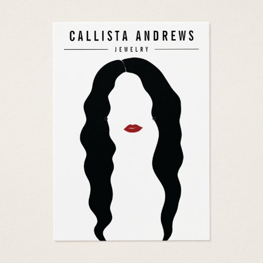 黒髪モダン唇ガールイヤリングディスプレイカード (正面)
