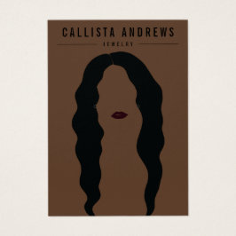 黒髪モダン唇ガールイヤリングディスプレイカード