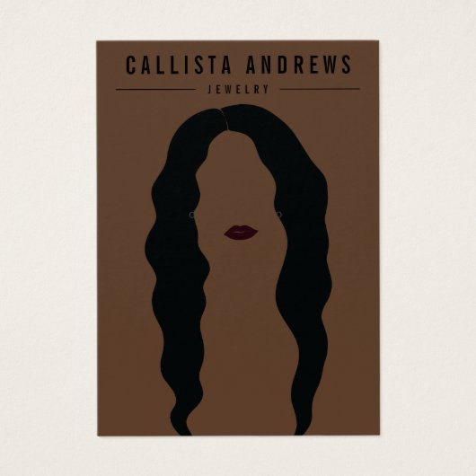 黒髪モダン唇ガールイヤリングディスプレイカード (正面)