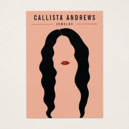 黒髪モダン唇ガールイヤリングディスプレイカード