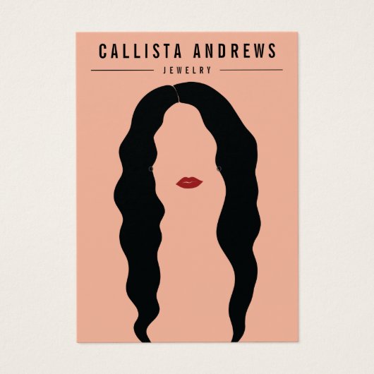 黒髪モダン唇ガールイヤリングディスプレイカード (正面)